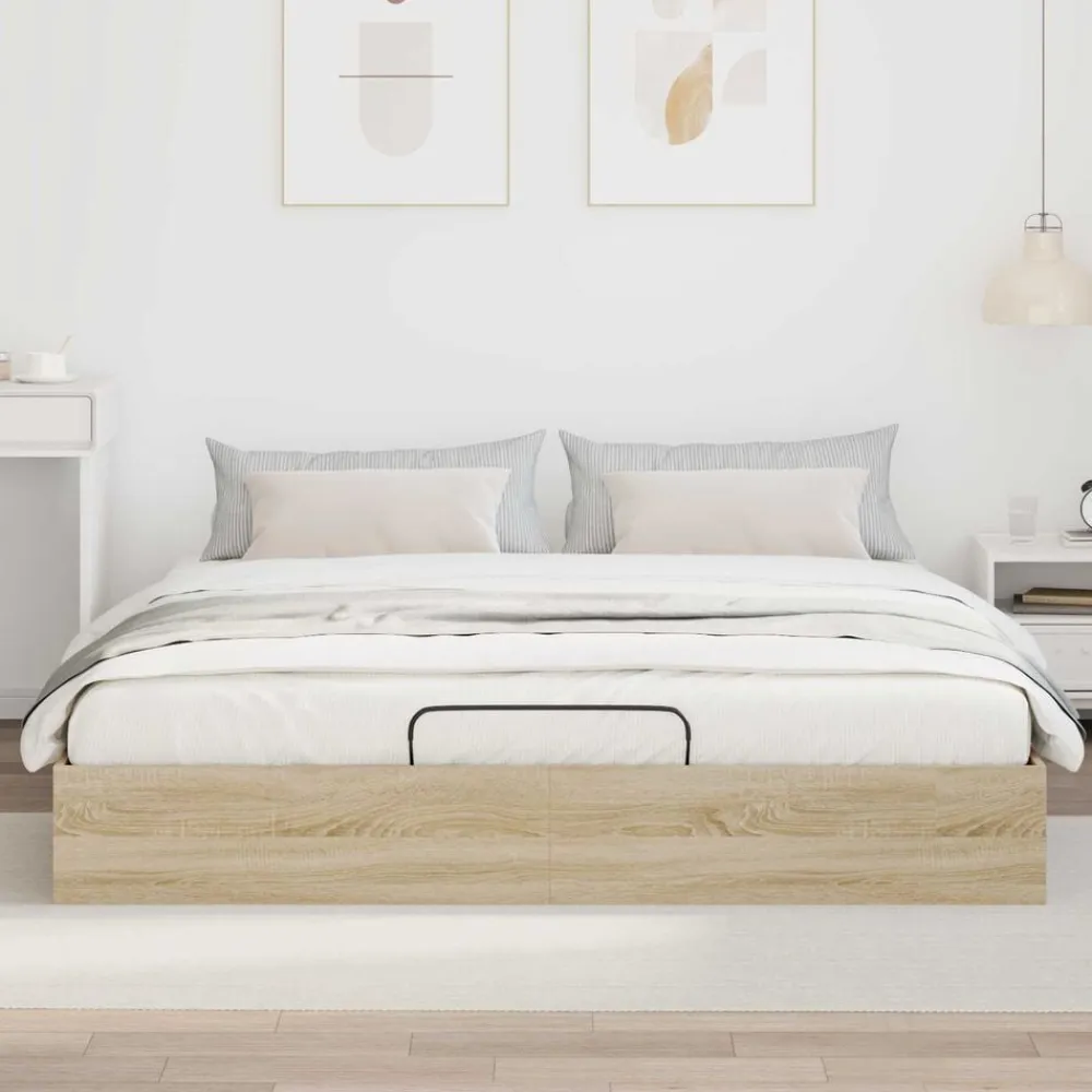 vidaXL Estructura de Cama Ottoman 203 x 180 x 25 cm Roble Sonoma Outlet