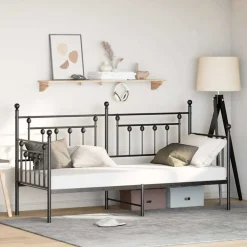 vidaXL Camas Y Accesorios-Estructura de cama de día con cabecera 75 x 190 cm Acero