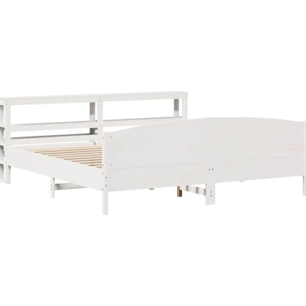 vidaXL Estructura de cama sin colchón madera maciza blanca 200x200 cm Blanco Clearance