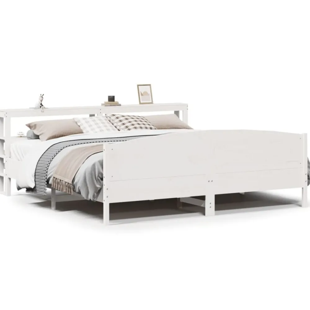 vidaXL Estructura de cama sin colchón madera maciza blanca 200x200 cm Blanco Clearance