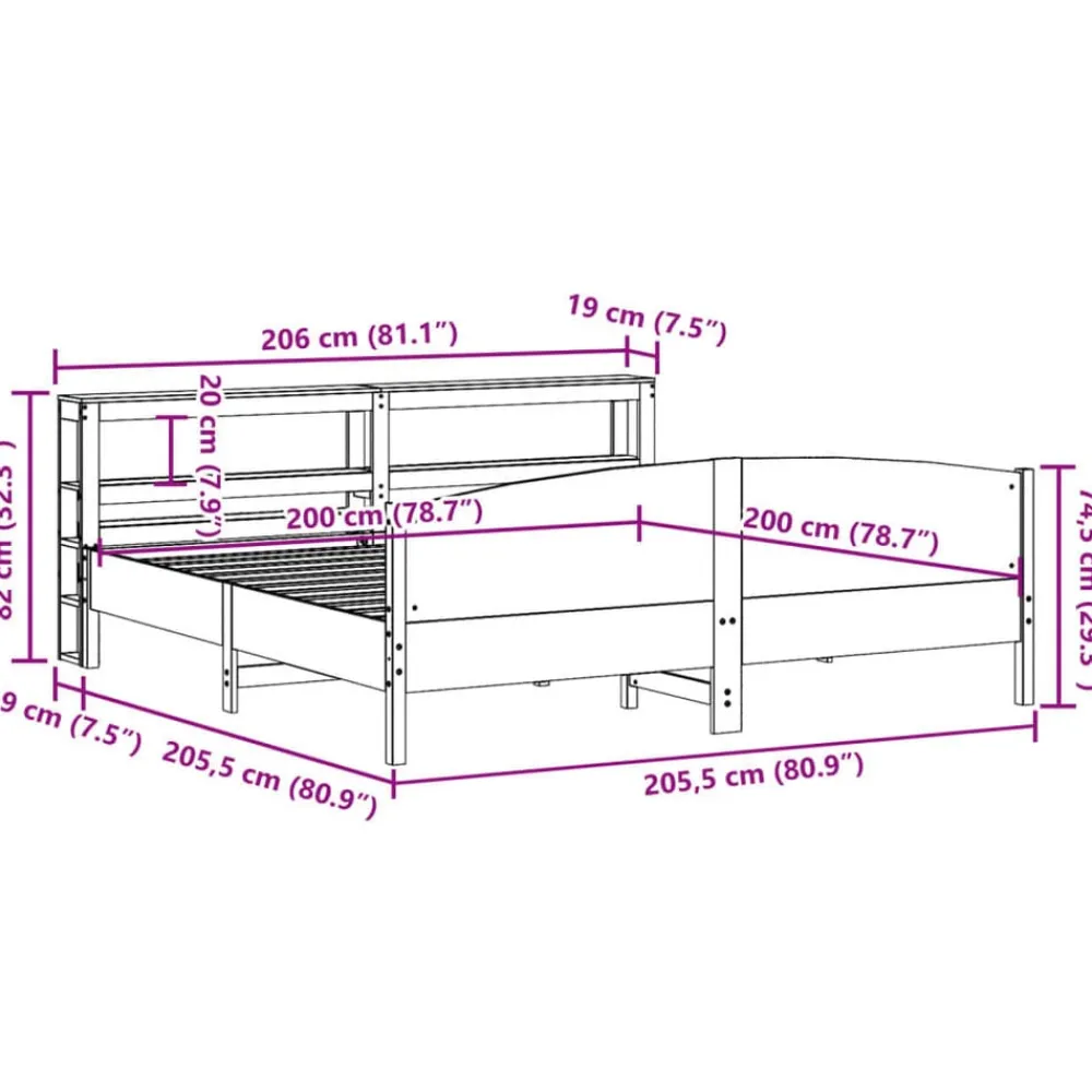 vidaXL Estructura de cama sin colchón madera maciza blanca 200x200 cm Blanco Clearance