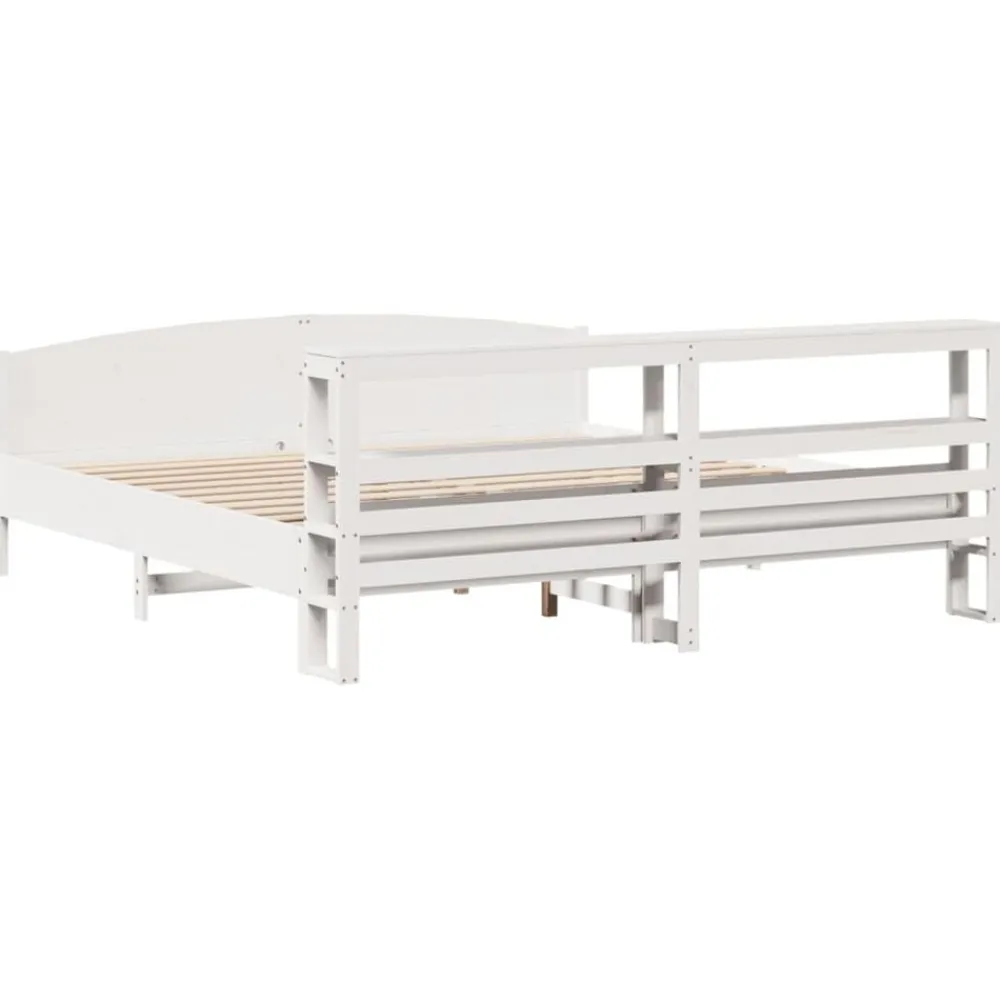 vidaXL Estructura de cama sin colchón madera maciza blanca 200x200 cm Blanco Clearance