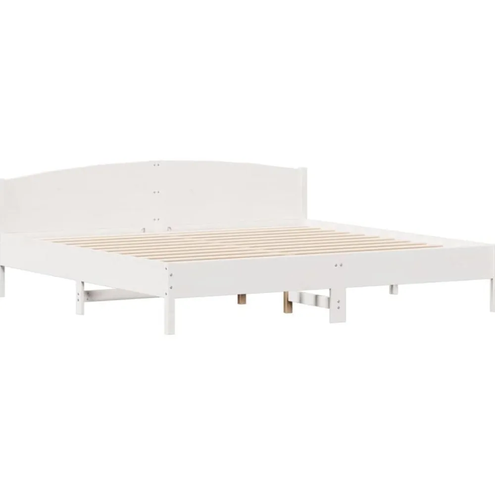 vidaXL Estructura de cama sin colchón madera maciza blanca 200x200 cm Blanco Clearance