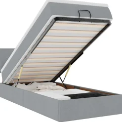 vidaXL Estructura de cama otomana con colchón tela 80x200cm Gris claro Online