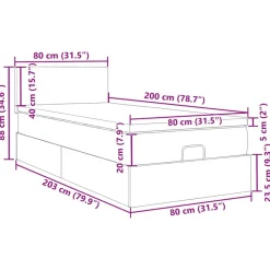 vidaXL Estructura de cama otomana con colchón tela 80x200cm Gris claro Online