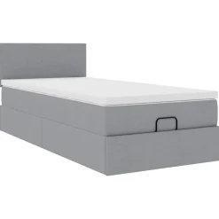 vidaXL Estructura de cama otomana con colchón tela 80x200cm Gris claro Online