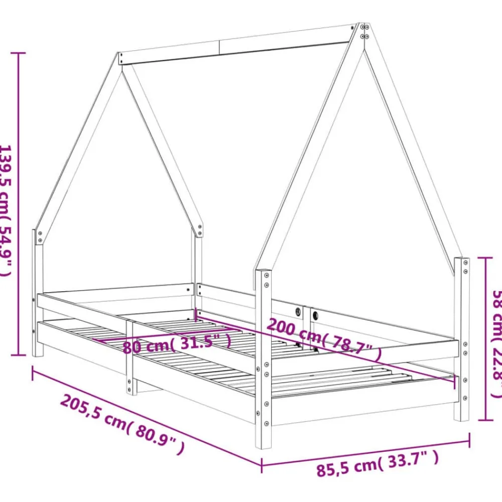 vidaXL Estructura de cama para niños madera de pino 80x200 cm Blanco