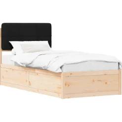 vidaXL Estructura de Cama con Cabecera Tapizada Negro 100 x 200 cm Marr&oacute;n y negro Outlet