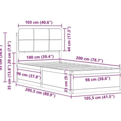 vidaXL Estructura de Cama con Cabecera Tapizada Negro 100 x 200 cm Marr&oacute;n y negro Outlet