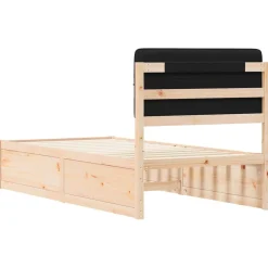vidaXL Estructura de Cama con Cabecera Tapizada Negro 100 x 200 cm Marr&oacute;n y negro Outlet