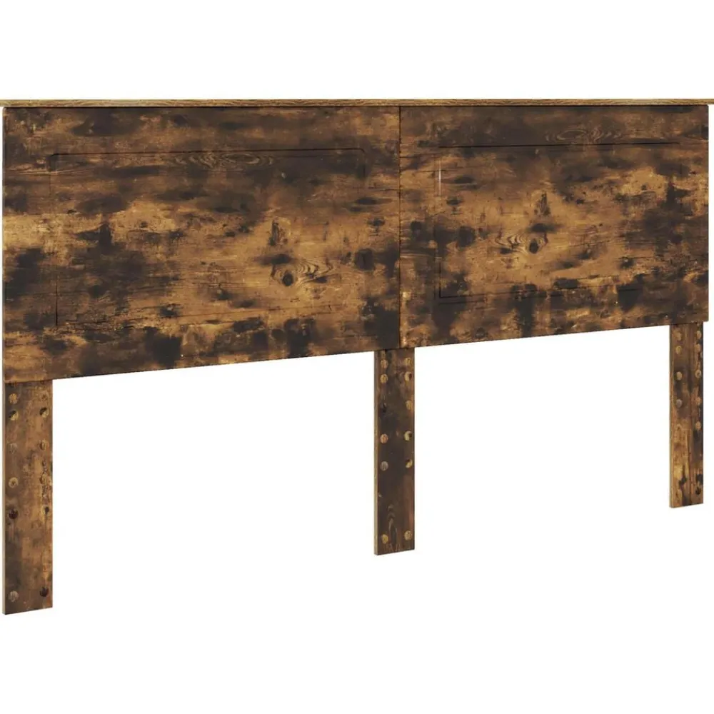 vidaXL Estructura de cama con cabecera 200 x 200 cm Roble ahumado New