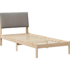 vidaXL Camas Y Accesorios-Estructura de cama con cabecera Marrón y taupe 100 x 200 cm