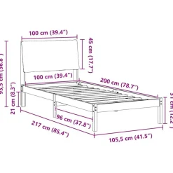 vidaXL Camas Y Accesorios-Estructura de cama con cabecera Marrón y taupe 100 x 200 cm