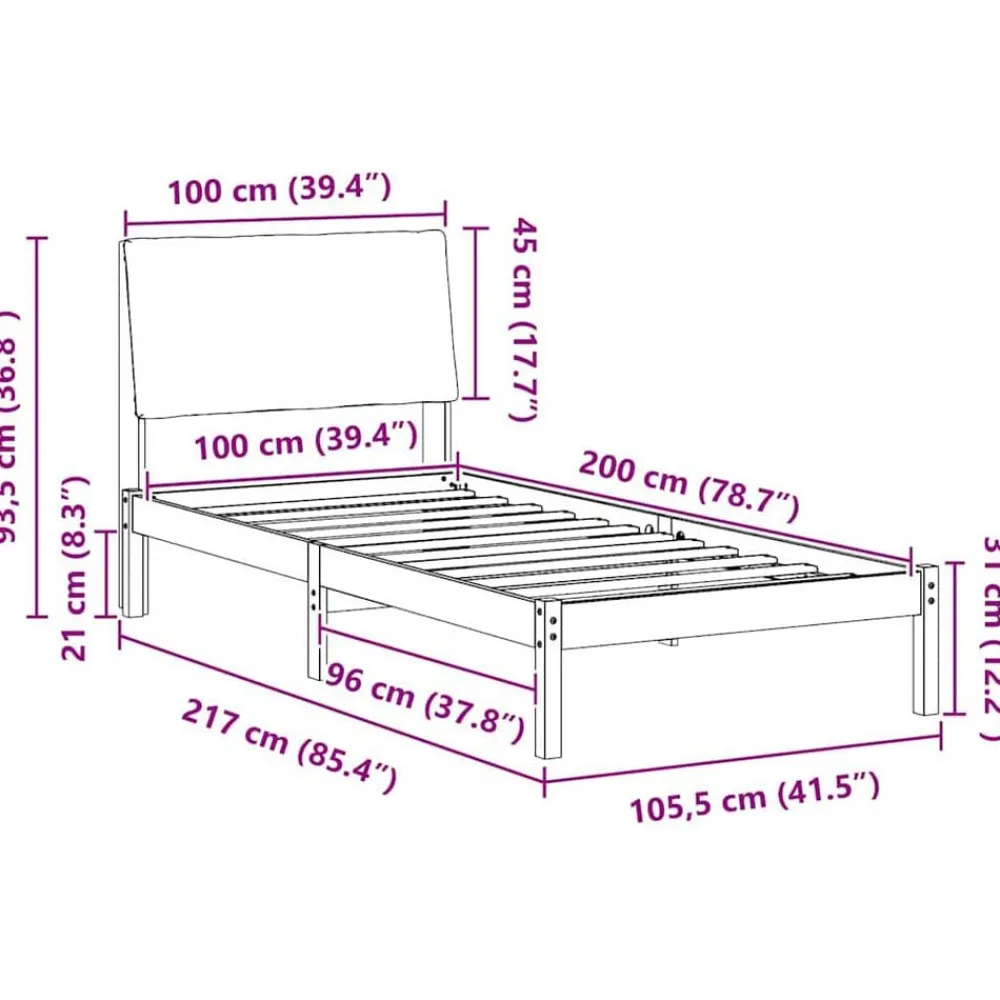 vidaXL Camas Y Accesorios-Estructura de cama con cabecera Marrón y taupe 100 x 200 cm