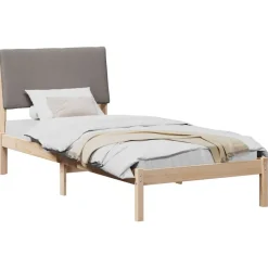 vidaXL Camas Y Accesorios-Estructura de cama con cabecera Marrón y taupe 100 x 200 cm