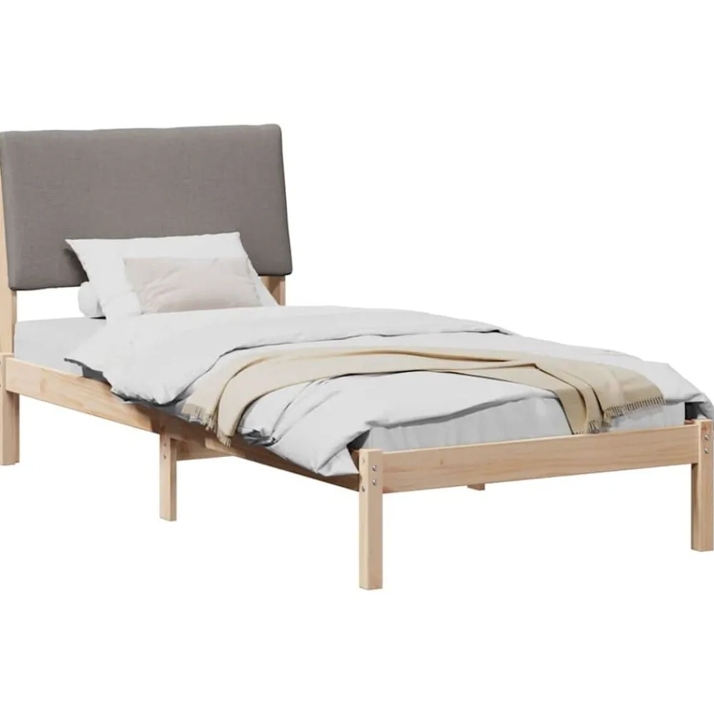 vidaXL Camas Y Accesorios-Estructura de cama con cabecera Marrón y taupe 100 x 200 cm