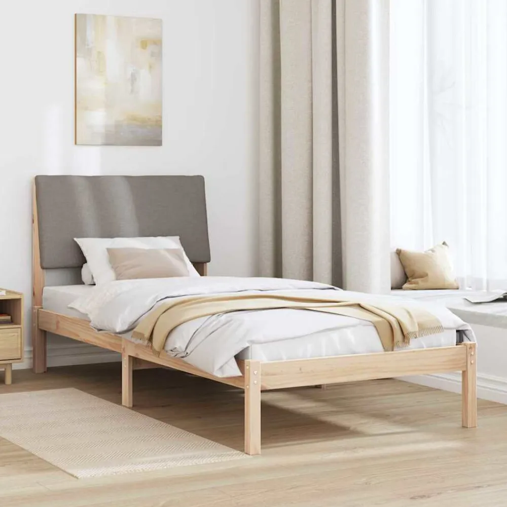 vidaXL Camas Y Accesorios-Estructura de cama con cabecera Marrón y taupe 100 x 200 cm