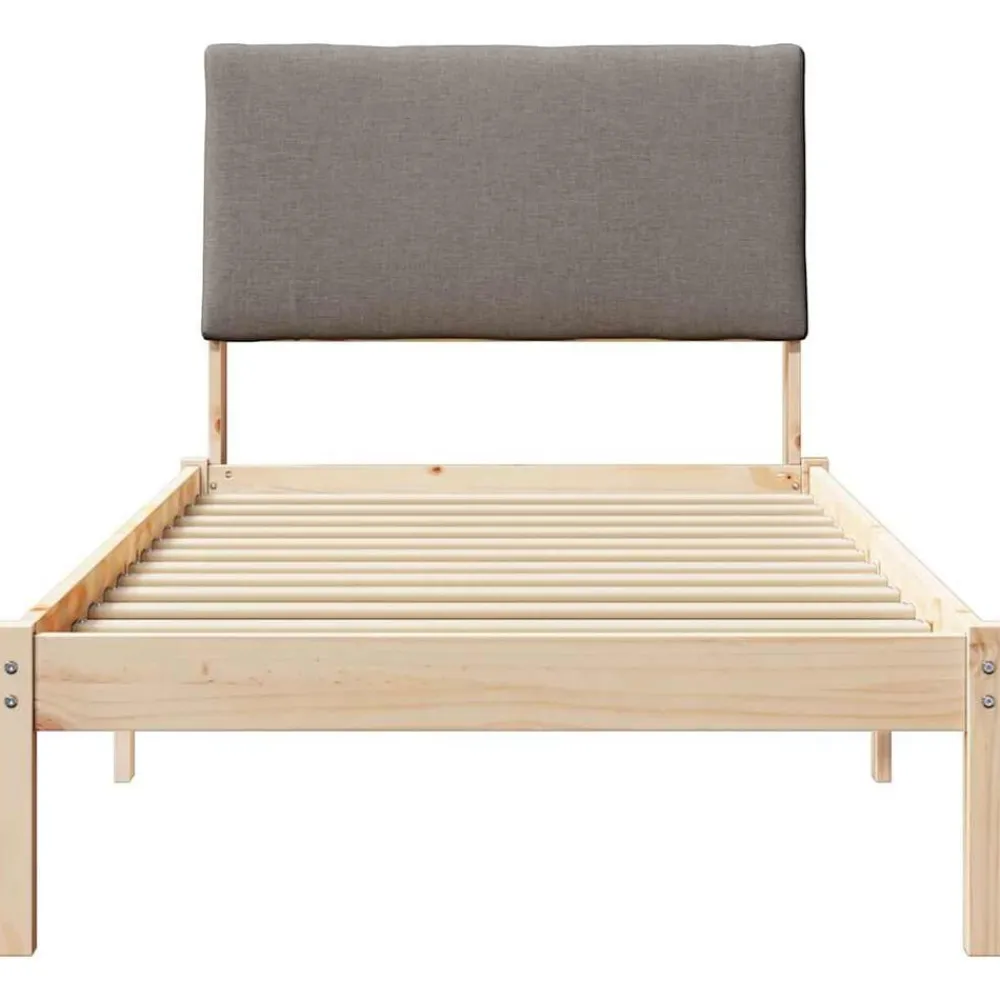 vidaXL Camas Y Accesorios-Estructura de cama con cabecera Marrón y taupe 100 x 200 cm