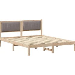 vidaXL Estructura de Cama con Cabecera Tapizada Taupé 160 x 200 cm Marrón y taupe Outlet