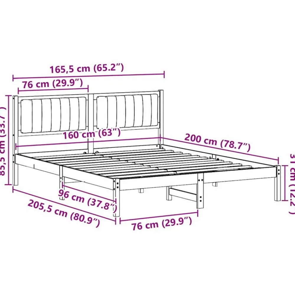 vidaXL Estructura de Cama con Cabecera Tapizada Taupé 160 x 200 cm Marrón y taupe Outlet
