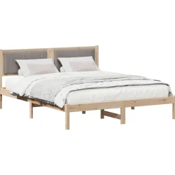 vidaXL Estructura de Cama con Cabecera Tapizada Taupé 160 x 200 cm Marrón y taupe Outlet