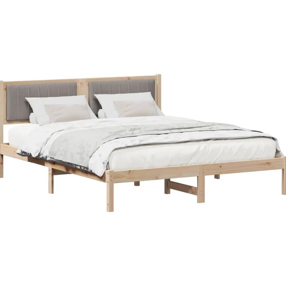 vidaXL Estructura de Cama con Cabecera Tapizada Taupé 160 x 200 cm Marrón y taupe Outlet