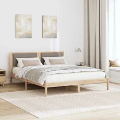 vidaXL Estructura de Cama con Cabecera Tapizada Taupé 160 x 200 cm Marrón y taupe Outlet