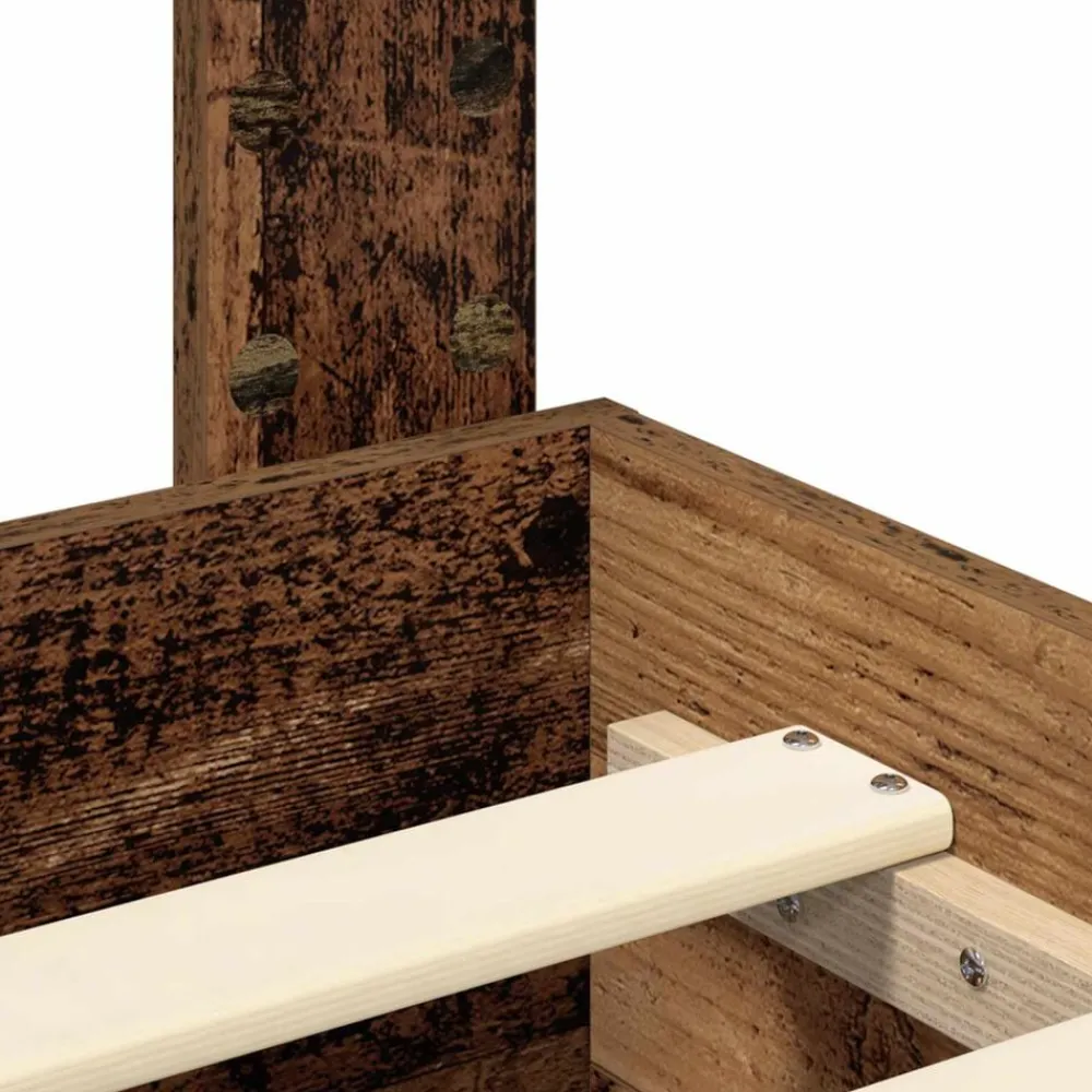 vidaXL Estructura de cama con cajón con cabecera Madera contrachapada Madera envejecida Discount