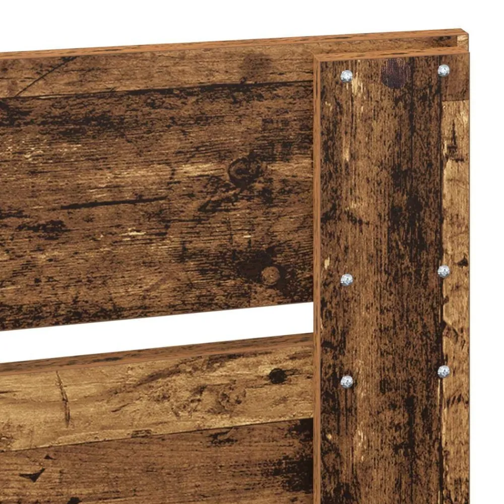 vidaXL Estructura de cama con cajón con cabecera Madera contrachapada Madera envejecida Discount