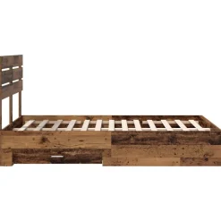vidaXL Estructura de cama con cajón con cabecera Madera contrachapada Madera envejecida Discount