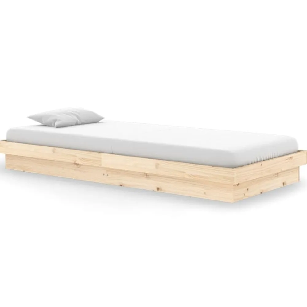 vidaXL Estructura de cama de madera maciza 90x200 cm Natural Best