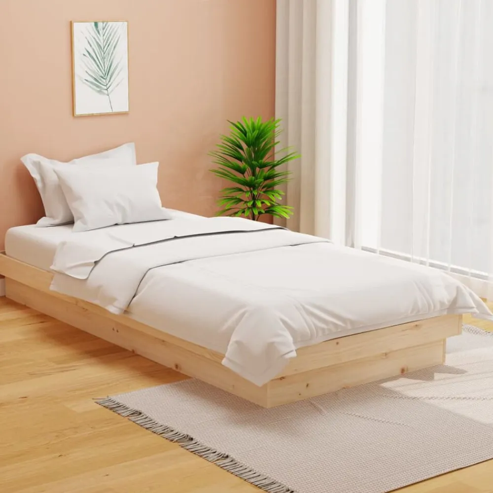 vidaXL Estructura de cama de madera maciza 90x200 cm Natural Best