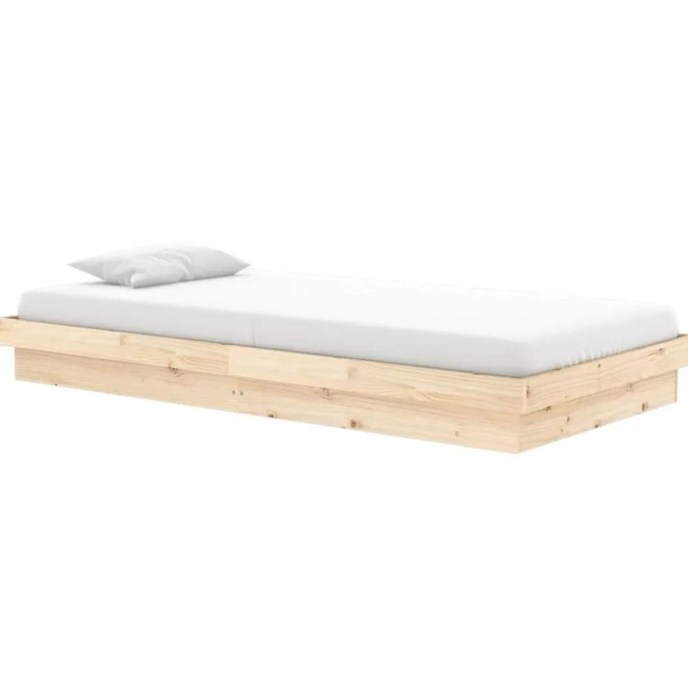 vidaXL Estructura de cama de madera maciza 90x200 cm Natural Best