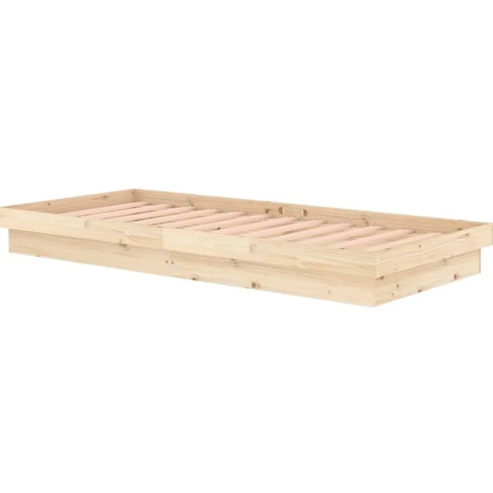 vidaXL Estructura de cama de madera maciza 90x200 cm Natural Best