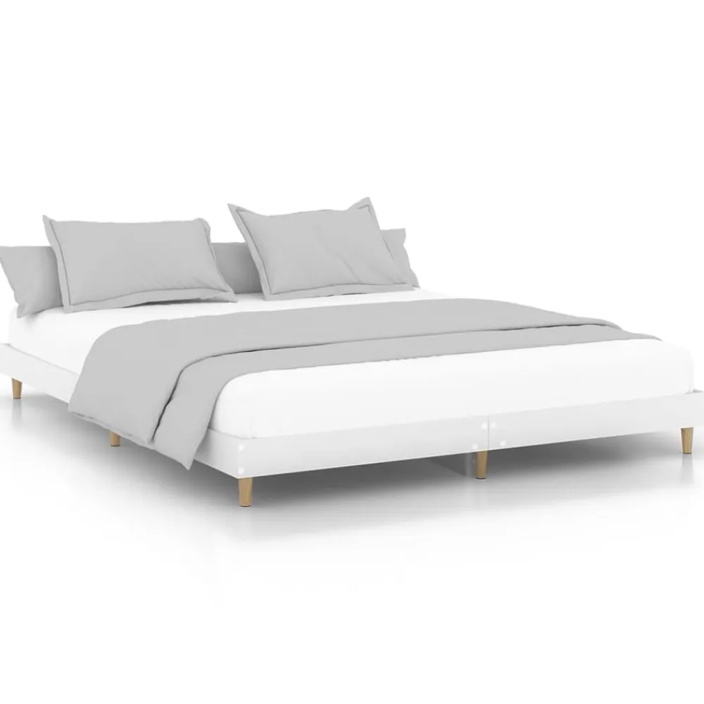 vidaXL Camas Y Accesorios-Estructura de cama madera de ingeniería blanca 200x200 cm