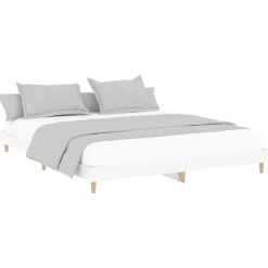 vidaXL Camas Y Accesorios-Estructura de cama madera de ingeniería blanca 200x200 cm