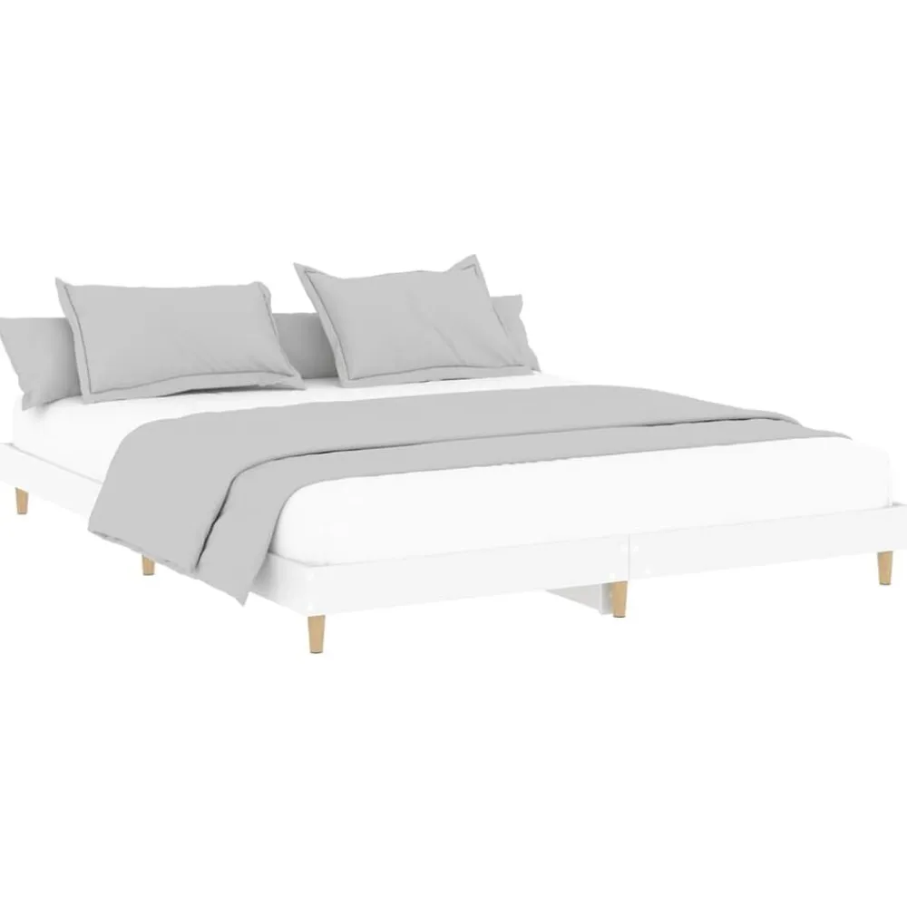 vidaXL Camas Y Accesorios-Estructura de cama madera de ingeniería blanca 200x200 cm