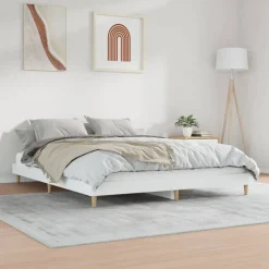 vidaXL Camas Y Accesorios-Estructura de cama madera de ingeniería blanca 200x200 cm
