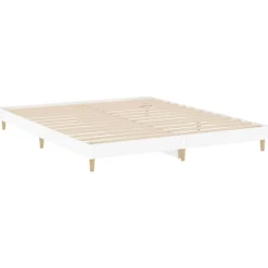 vidaXL Camas Y Accesorios-Estructura de cama madera de ingeniería blanca 200x200 cm