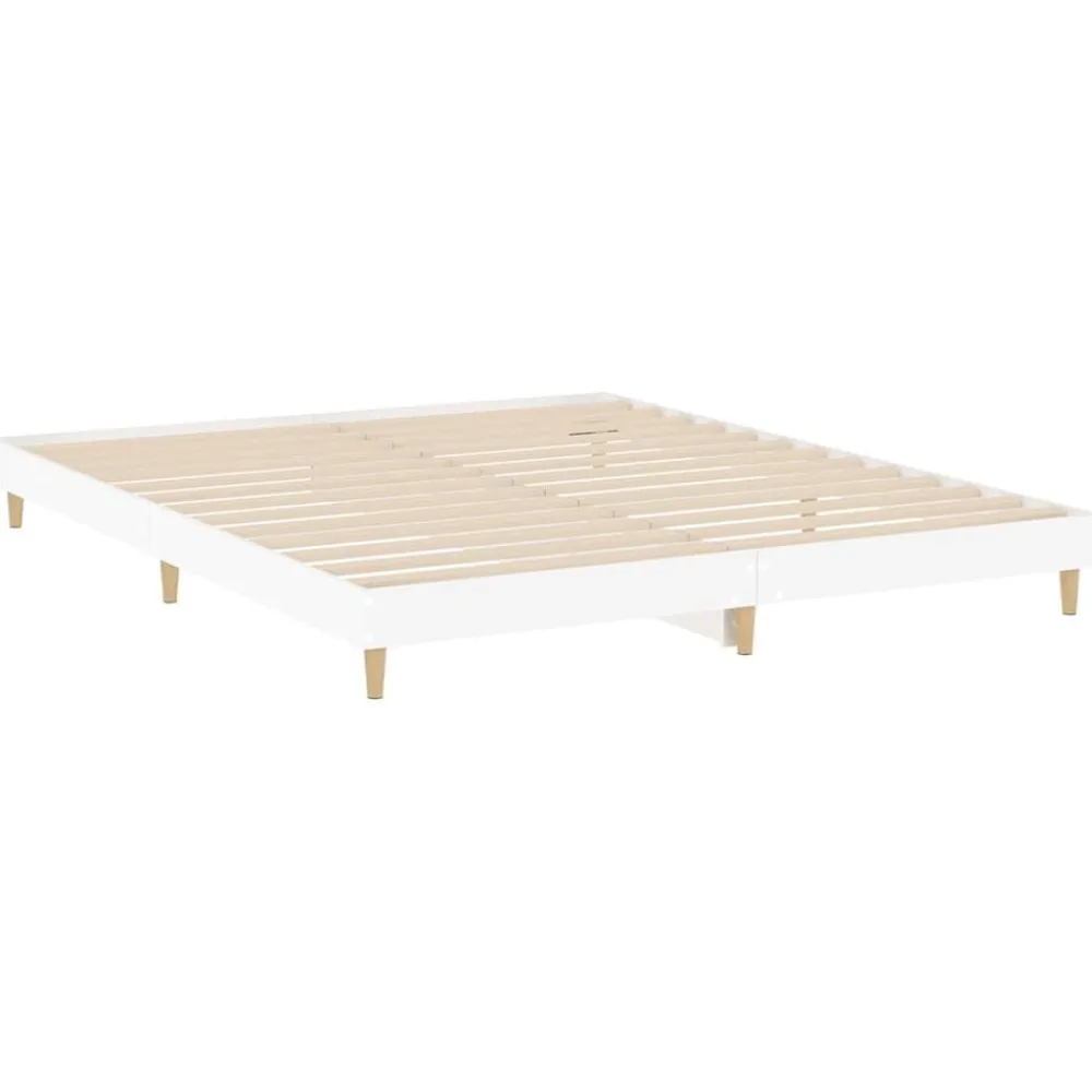 vidaXL Camas Y Accesorios-Estructura de cama madera de ingeniería blanca 200x200 cm