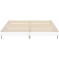 vidaXL Camas Y Accesorios-Estructura de cama madera de ingeniería blanca 200x200 cm