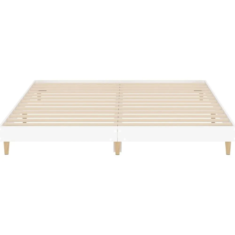 vidaXL Camas Y Accesorios-Estructura de cama madera de ingeniería blanca 200x200 cm