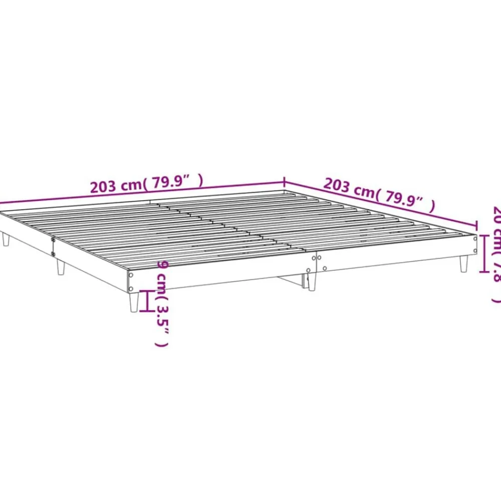 vidaXL Camas Y Accesorios-Estructura de cama madera de ingeniería blanca 200x200 cm