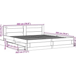 vidaXL Camas Y Accesorios-Estructura de cama con cabecero sin colchón 200x200 cm