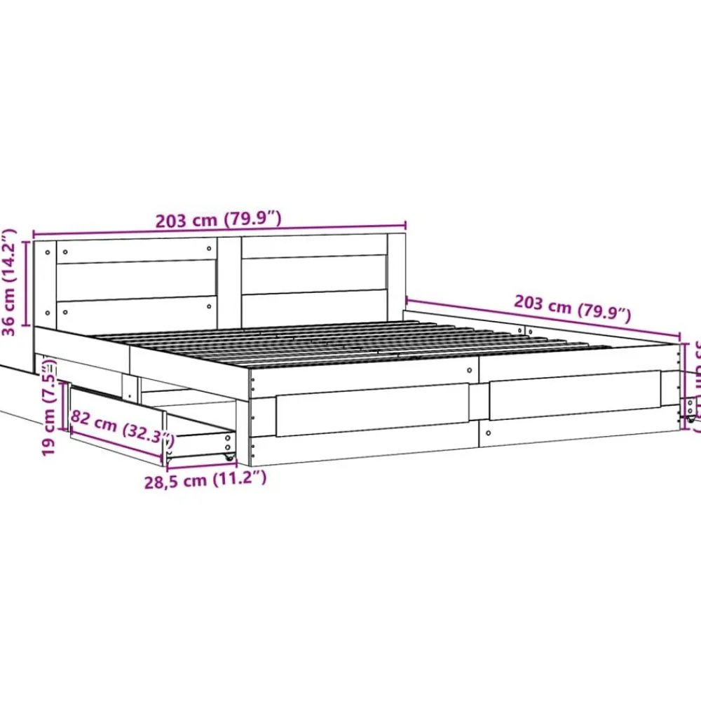 vidaXL Camas Y Accesorios-Estructura de cama con cabecero sin colchón 200x200 cm