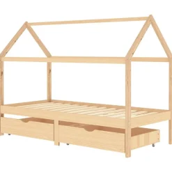 vidaXL Estructura de cama infantil con cajones madera de pino 90x200cm Marrón Outlet