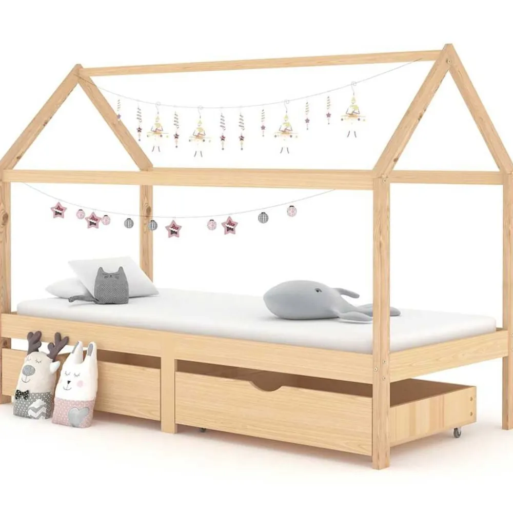 vidaXL Estructura de cama infantil con cajones madera de pino 90x200cm Marrón Outlet