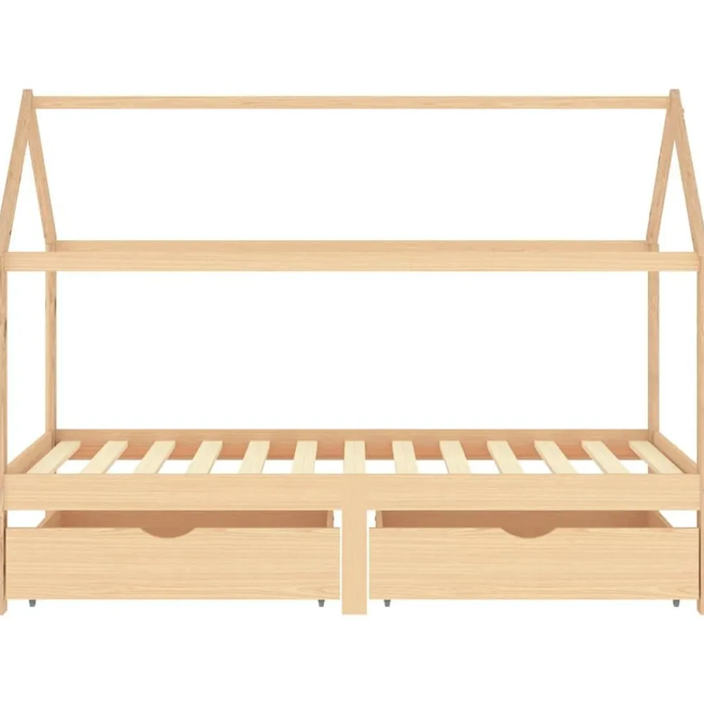 vidaXL Estructura de cama infantil con cajones madera de pino 90x200cm Marrón Outlet