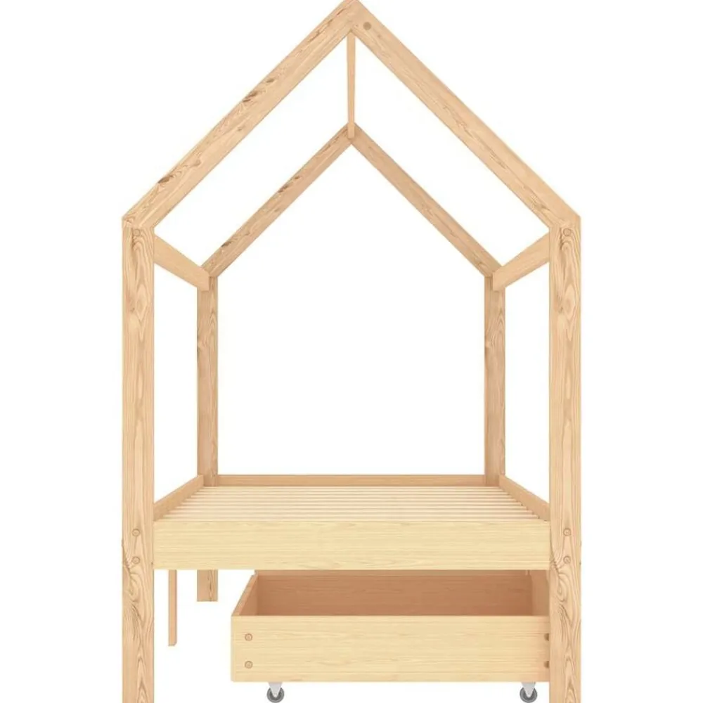vidaXL Estructura de cama infantil con cajones madera de pino 90x200cm Marrón Outlet