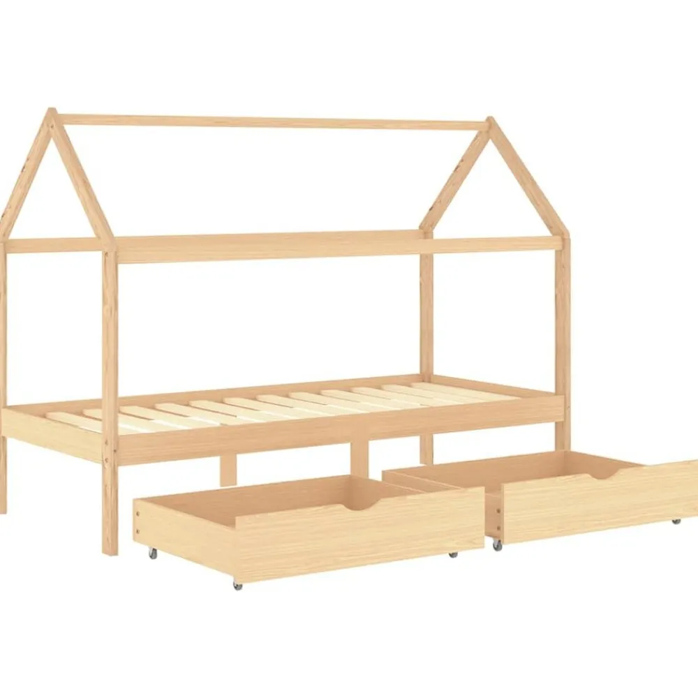 vidaXL Estructura de cama infantil con cajones madera de pino 90x200cm Marrón Outlet
